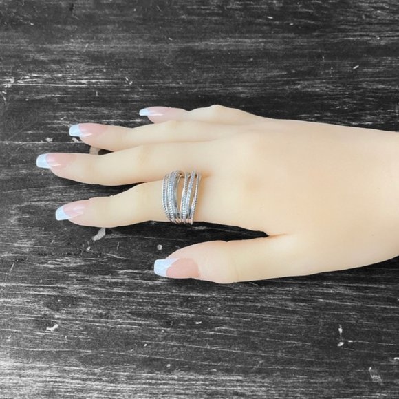 18K White Gold Diamond Ring Wide Band New - Picture 8 of 11